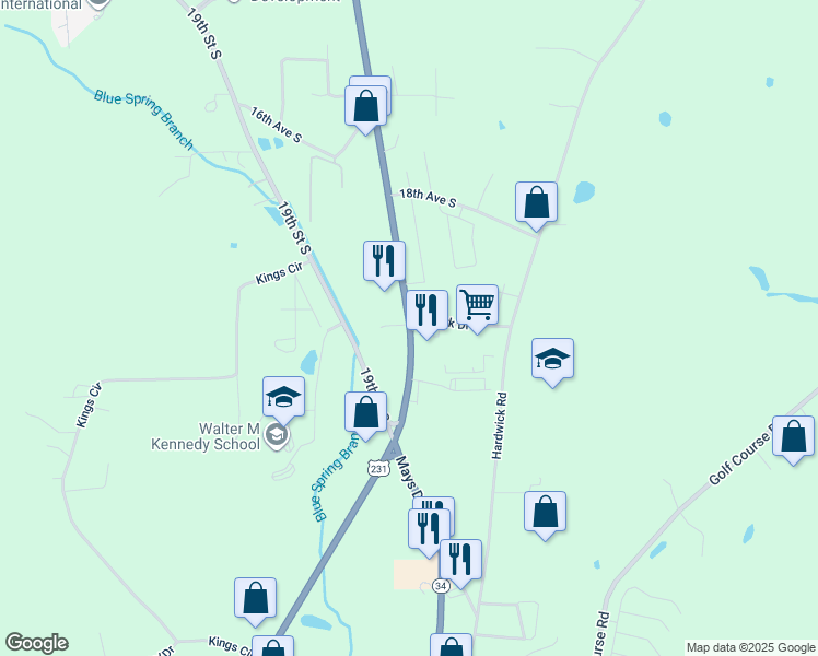 map of restaurants, bars, coffee shops, grocery stores, and more near 2245 Martin Street South in Pell City