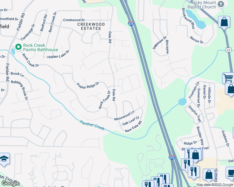 map of restaurants, bars, coffee shops, grocery stores, and more near 6804 Diamond Drive in Rex