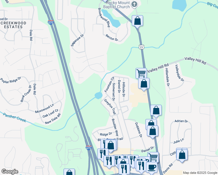 map of restaurants, bars, coffee shops, grocery stores, and more near 825 Fountain Circle in Stockbridge
