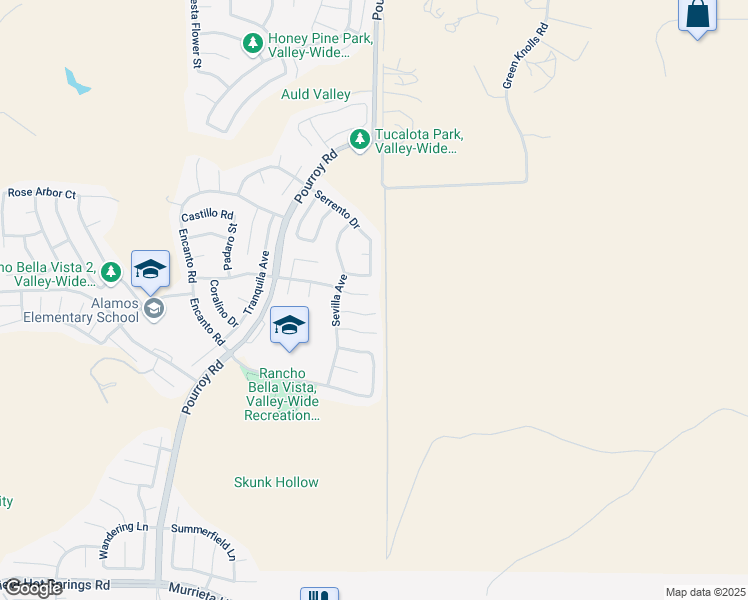map of restaurants, bars, coffee shops, grocery stores, and more near 31968 Blanca Court in Murrieta