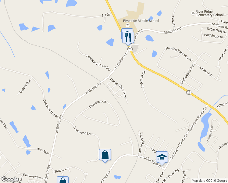 map of restaurants, bars, coffee shops, grocery stores, and more near 3113 Sunset Maple Trail in Evans