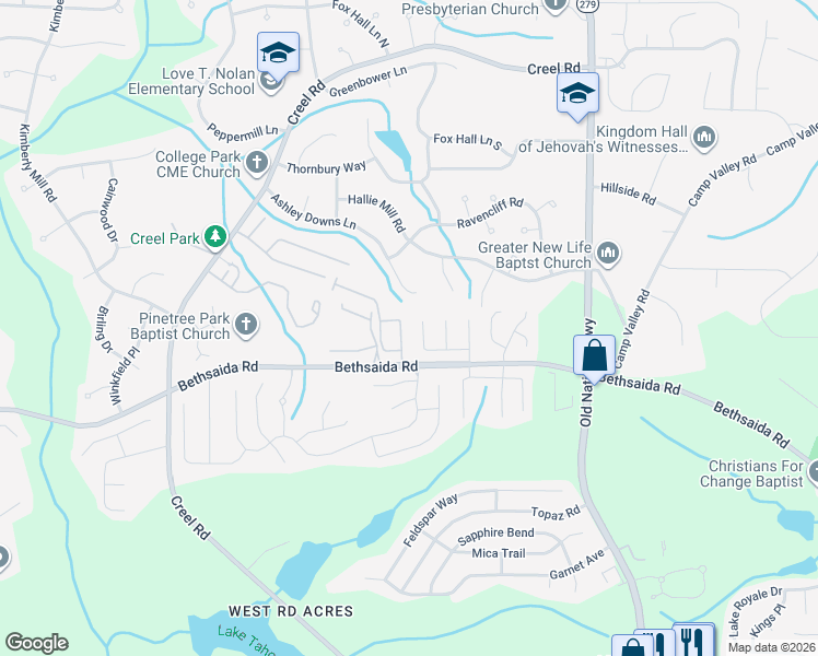map of restaurants, bars, coffee shops, grocery stores, and more near 7050 Galloway Point in Riverdale
