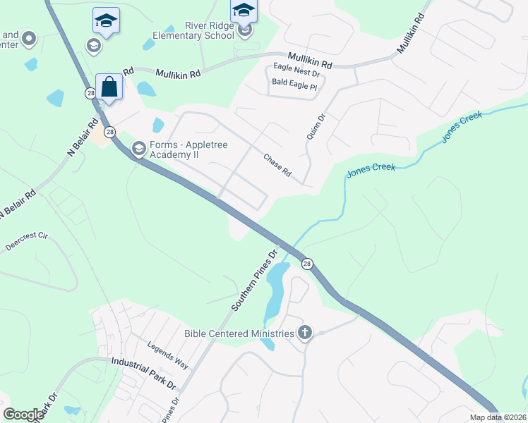 map of restaurants, bars, coffee shops, grocery stores, and more near 4198 Hedgerow Lane in Evans