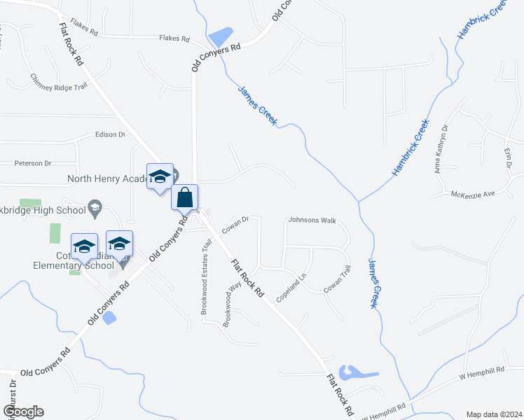 map of restaurants, bars, coffee shops, grocery stores, and more near 145 Cowan Drive in Stockbridge