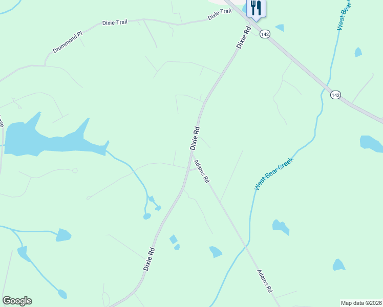 map of restaurants, bars, coffee shops, grocery stores, and more near 25 Adams Road in Covington