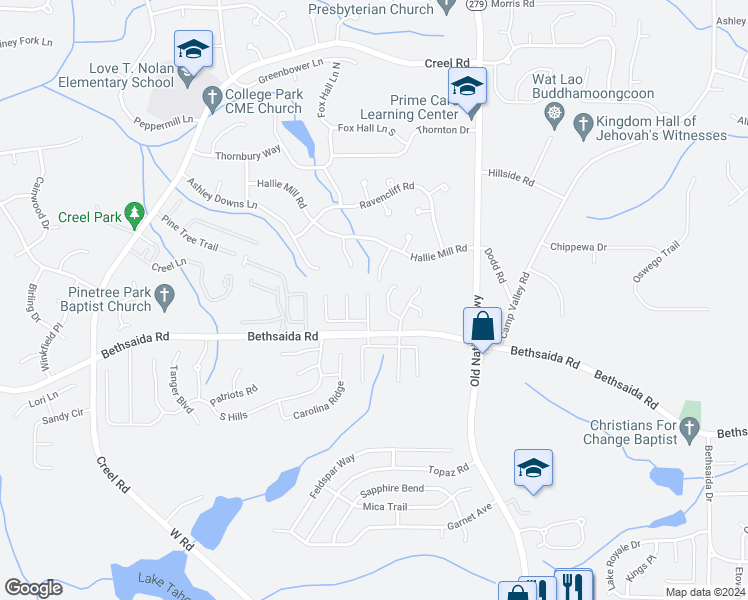 map of restaurants, bars, coffee shops, grocery stores, and more near 7015 Brentwood Court in Riverdale