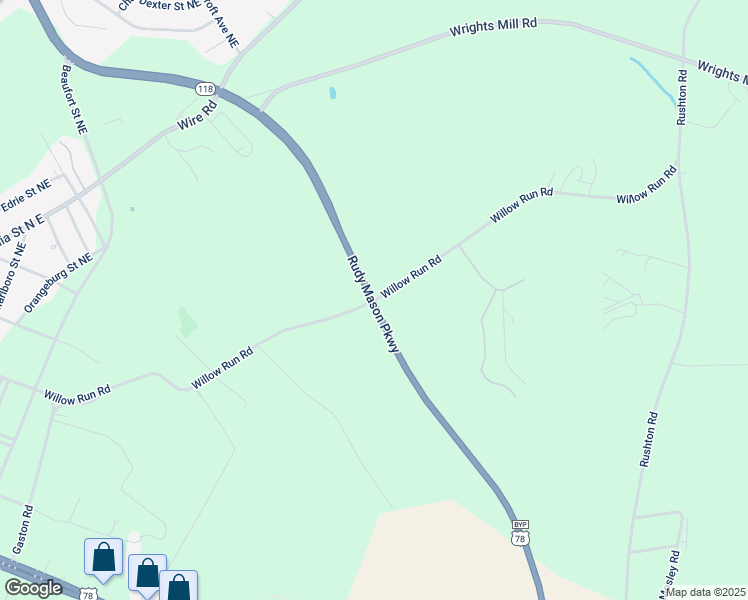 map of restaurants, bars, coffee shops, grocery stores, and more near 268 Willow Run Road in Aiken