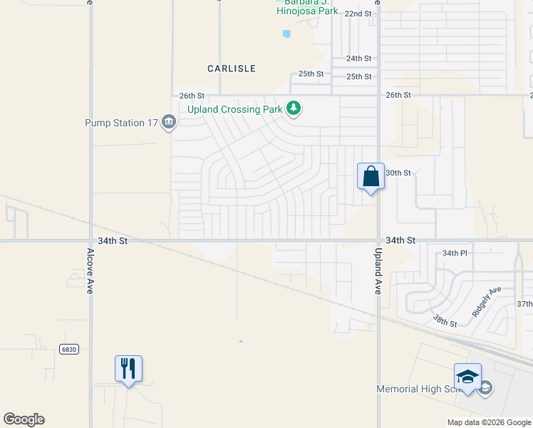 map of restaurants, bars, coffee shops, grocery stores, and more near 3202 Viola Avenue in Lubbock