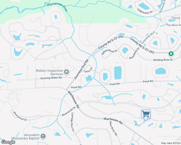 map of restaurants, bars, coffee shops, grocery stores, and more near 318 Hawks Nest Circle in Murrells Inlet