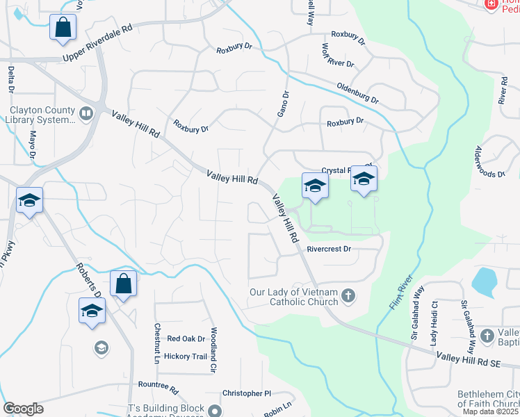 map of restaurants, bars, coffee shops, grocery stores, and more near 6 Sun Valley Way in Riverdale