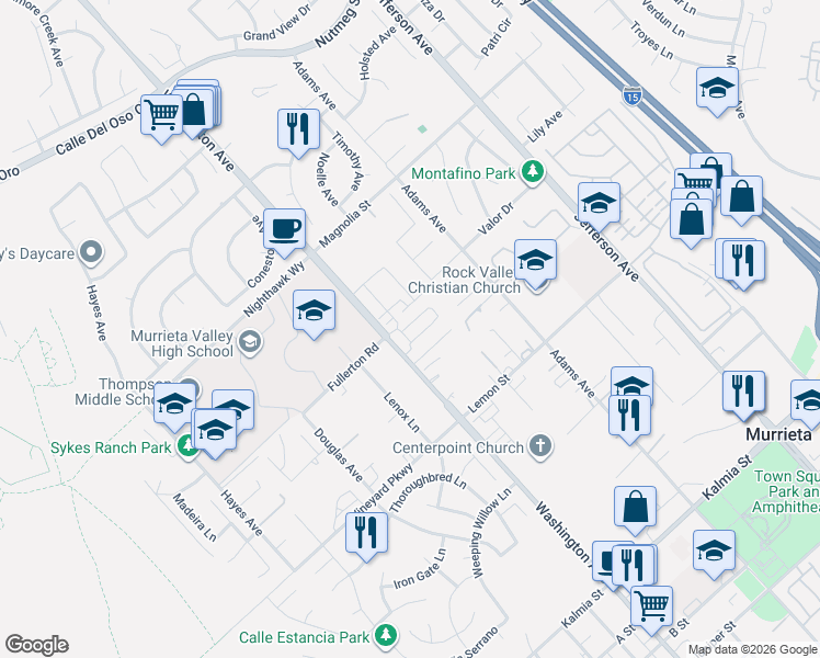 map of restaurants, bars, coffee shops, grocery stores, and more near 41985 Davenport Way in Murrieta