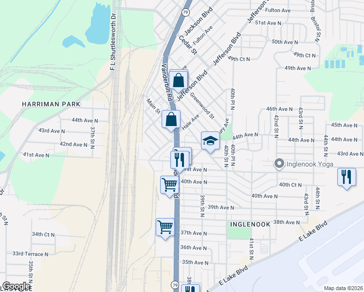map of restaurants, bars, coffee shops, grocery stores, and more near 3811 42nd Avenue North in Birmingham