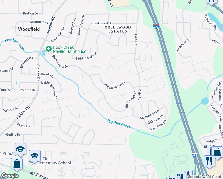 map of restaurants, bars, coffee shops, grocery stores, and more near 3337 Poplar Ridge Drive in Rex