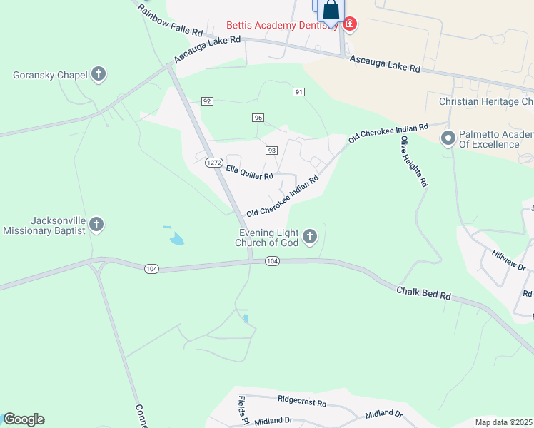 map of restaurants, bars, coffee shops, grocery stores, and more near 251 Old Cherokee Indian Road in Graniteville