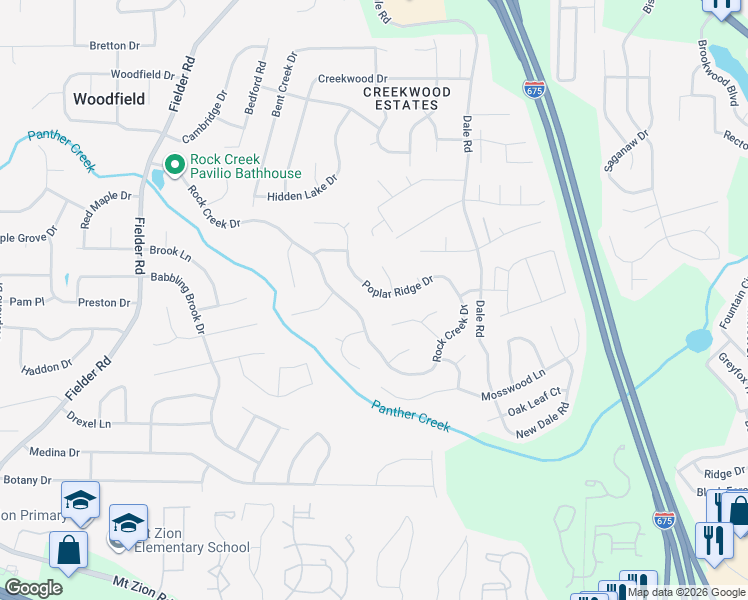 map of restaurants, bars, coffee shops, grocery stores, and more near 3336 Poplar Ridge Drive in Rex