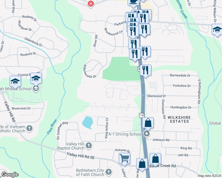 map of restaurants, bars, coffee shops, grocery stores, and more near 29 Summercourt Drive in Jonesboro