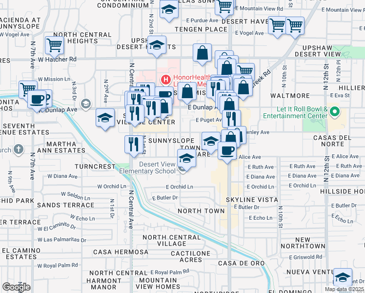 map of restaurants, bars, coffee shops, grocery stores, and more near 8843 North 3rd Street in Phoenix
