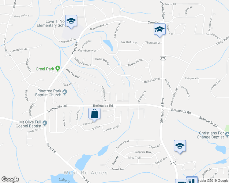 map of restaurants, bars, coffee shops, grocery stores, and more near 2580 Ashley Downs Lane in College Park