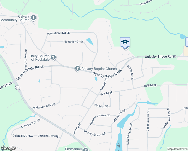 map of restaurants, bars, coffee shops, grocery stores, and more near 387 Oglesby Bridge Road Southeast in Conyers