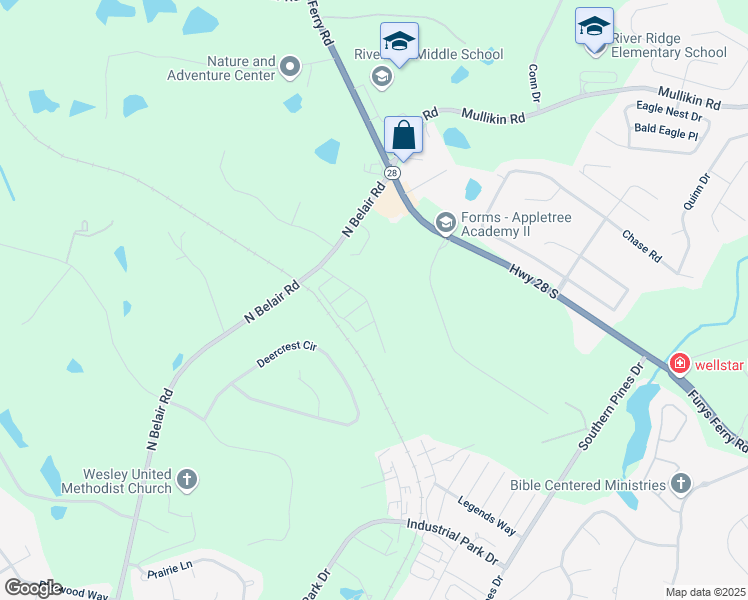 map of restaurants, bars, coffee shops, grocery stores, and more near 5004 Maples Ferry Way in Evans