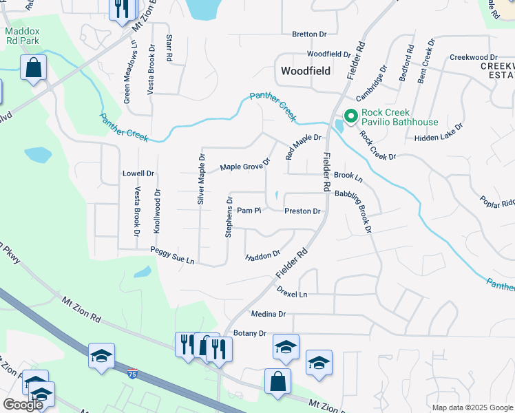 map of restaurants, bars, coffee shops, grocery stores, and more near 2870 Pam Place in Rex