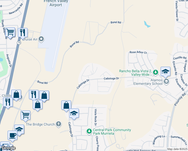 map of restaurants, bars, coffee shops, grocery stores, and more near 30747 Belmont Heights in Murrieta
