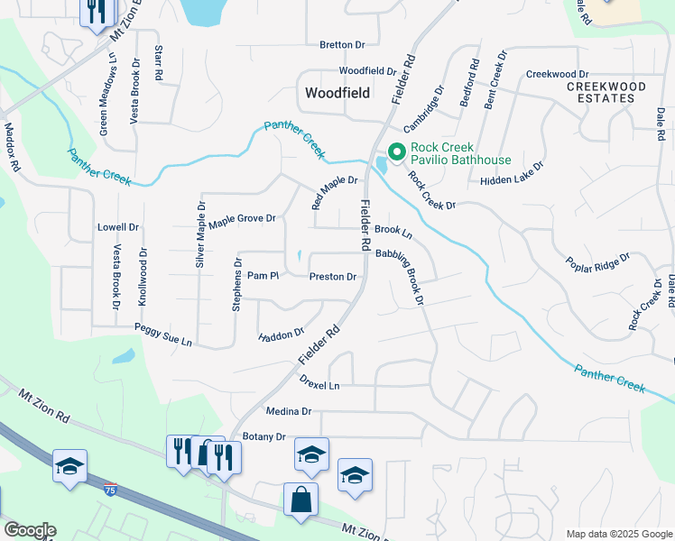 map of restaurants, bars, coffee shops, grocery stores, and more near 2951 Ann Marie Lane in Rex
