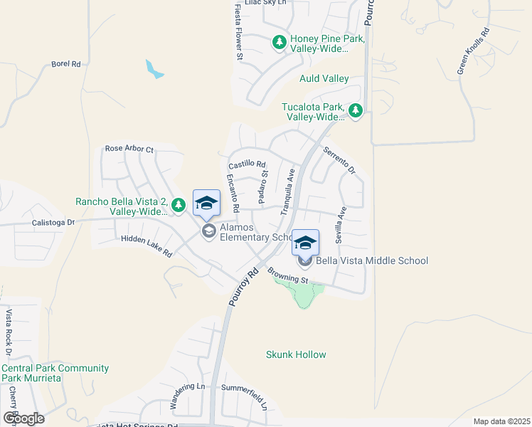 map of restaurants, bars, coffee shops, grocery stores, and more near 31619 Rosales Avenue in Murrieta