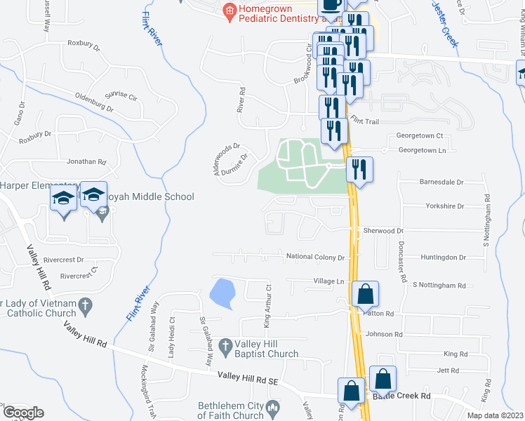 map of restaurants, bars, coffee shops, grocery stores, and more near 1509 Summercourt Drive in Jonesboro