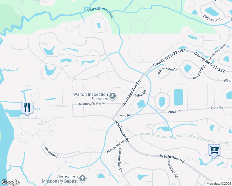 map of restaurants, bars, coffee shops, grocery stores, and more near 191 Graytwig Circle in Murrells Inlet