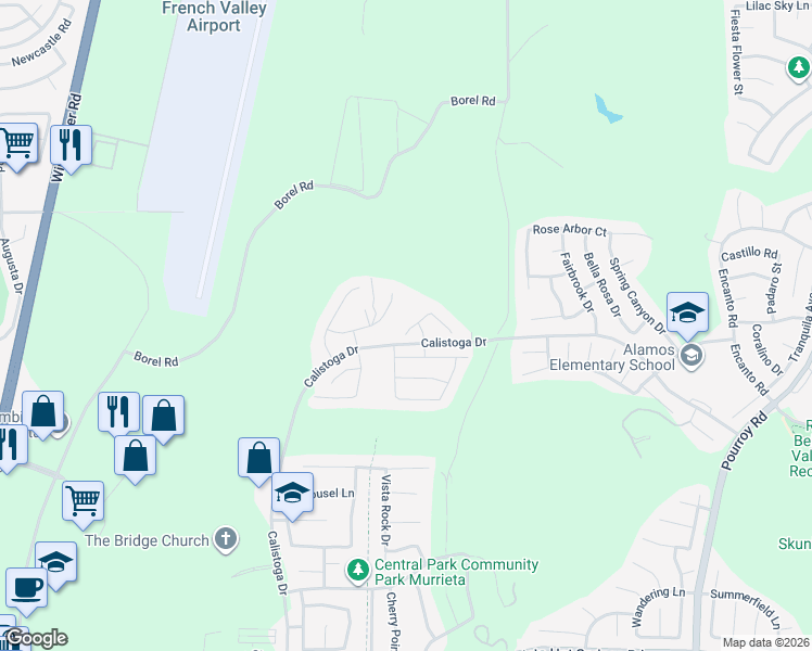 map of restaurants, bars, coffee shops, grocery stores, and more near 30747 Belmont Heights in Murrieta