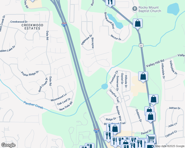 map of restaurants, bars, coffee shops, grocery stores, and more near 3673 Jervis Court in Rex