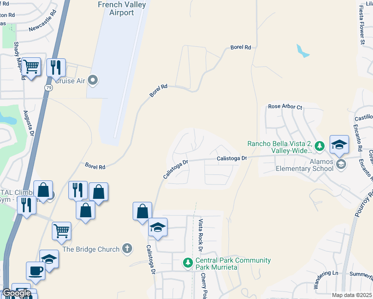 map of restaurants, bars, coffee shops, grocery stores, and more near 30644 Belmont Heights in Murrieta