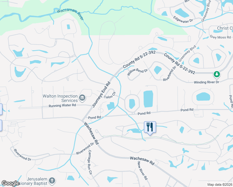 map of restaurants, bars, coffee shops, grocery stores, and more near 30 Talon Circle in Murrells Inlet
