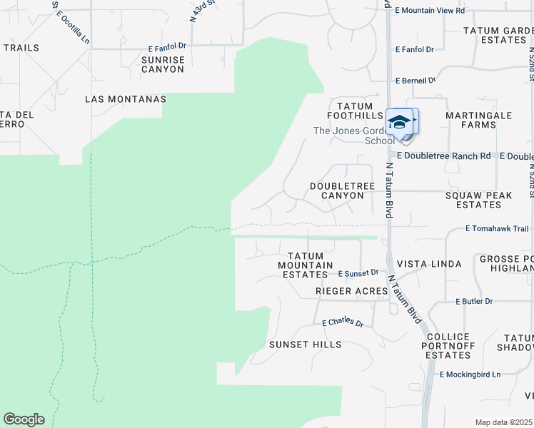 map of restaurants, bars, coffee shops, grocery stores, and more near 4425 East Horseshoe Road in Phoenix