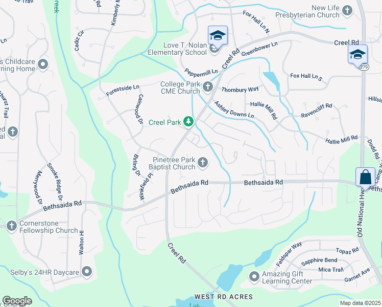 map of restaurants, bars, coffee shops, grocery stores, and more near 245 Woodhue Forest Lane in Atlanta