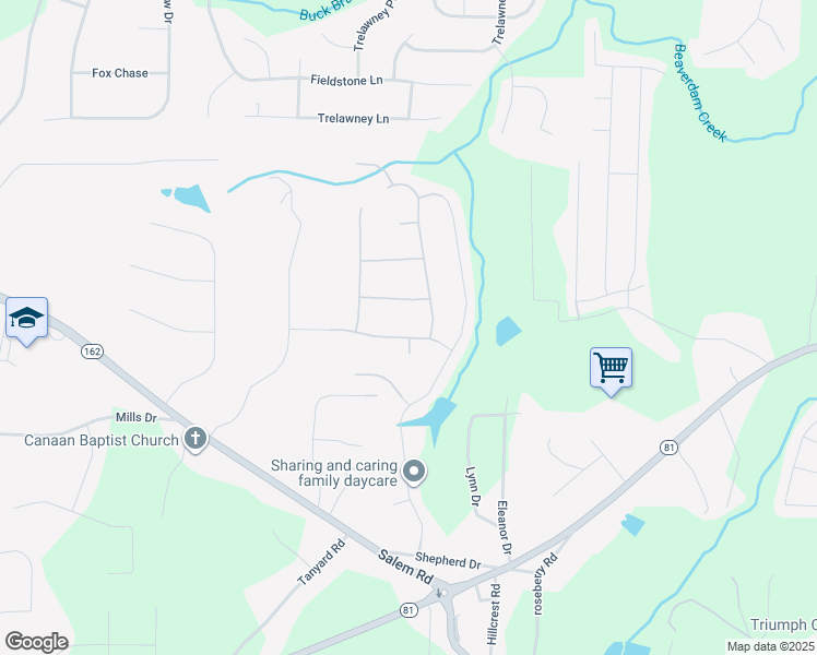 map of restaurants, bars, coffee shops, grocery stores, and more near 60 Ashley Trace in Covington