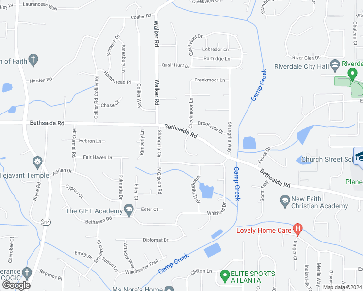 map of restaurants, bars, coffee shops, grocery stores, and more near 6945 Tan Bark Court in Riverdale