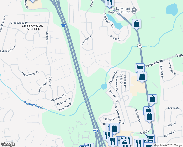 map of restaurants, bars, coffee shops, grocery stores, and more near 3673 Jervis Court in Rex