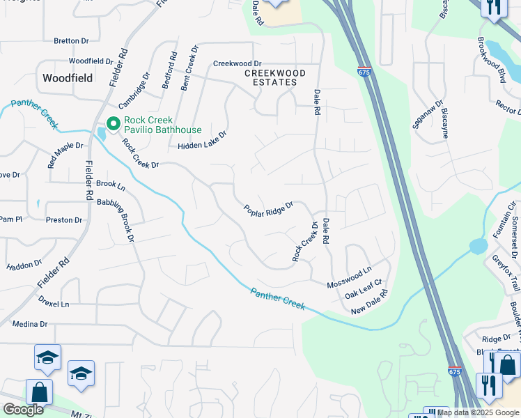 map of restaurants, bars, coffee shops, grocery stores, and more near 3336 Poplar Ridge Drive in Rex