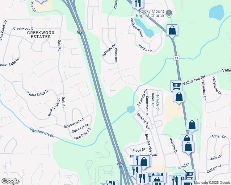 map of restaurants, bars, coffee shops, grocery stores, and more near 3677 Jervis Court in Rex