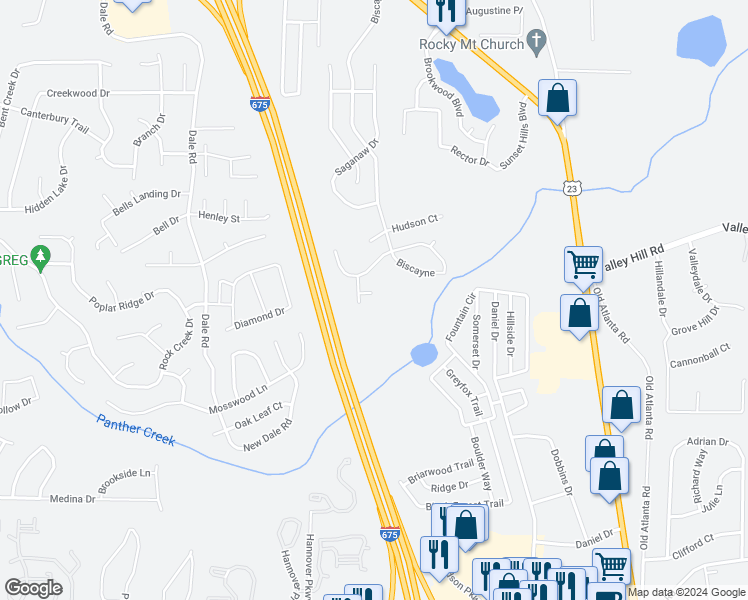 map of restaurants, bars, coffee shops, grocery stores, and more near 3673 Jervis Court in Rex