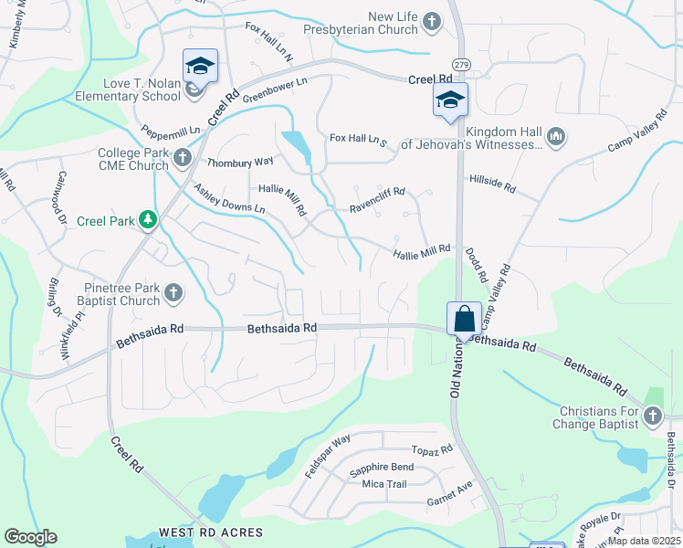map of restaurants, bars, coffee shops, grocery stores, and more near 150 Millboro Lane in College Park