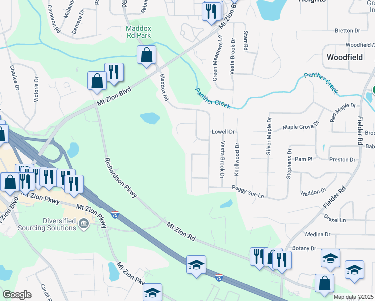 map of restaurants, bars, coffee shops, grocery stores, and more near 2556 Crabapple Lane in Morrow