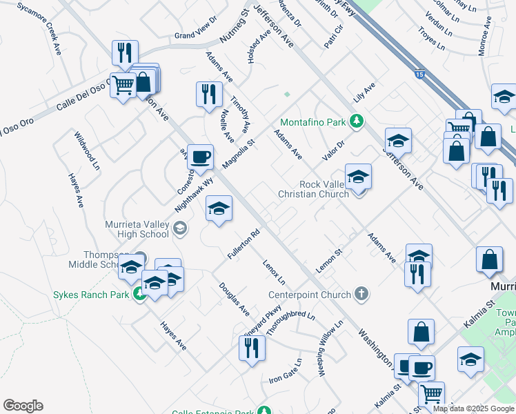 map of restaurants, bars, coffee shops, grocery stores, and more near 24117 Dolcetto Avenue in Murrieta