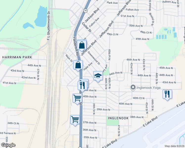map of restaurants, bars, coffee shops, grocery stores, and more near 4216 Jackson Street in Birmingham