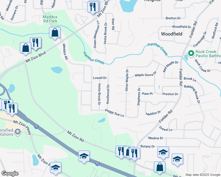 map of restaurants, bars, coffee shops, grocery stores, and more near 6934 Knollwood Drive in Morrow