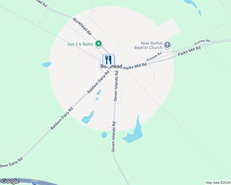 map of restaurants, bars, coffee shops, grocery stores, and more near Seven Islands Road in Buckhead