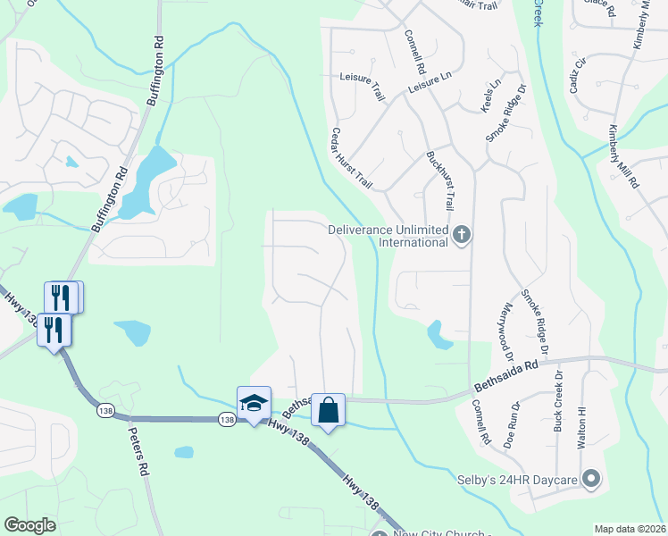 map of restaurants, bars, coffee shops, grocery stores, and more near 7050 Hania Drive in Fairburn