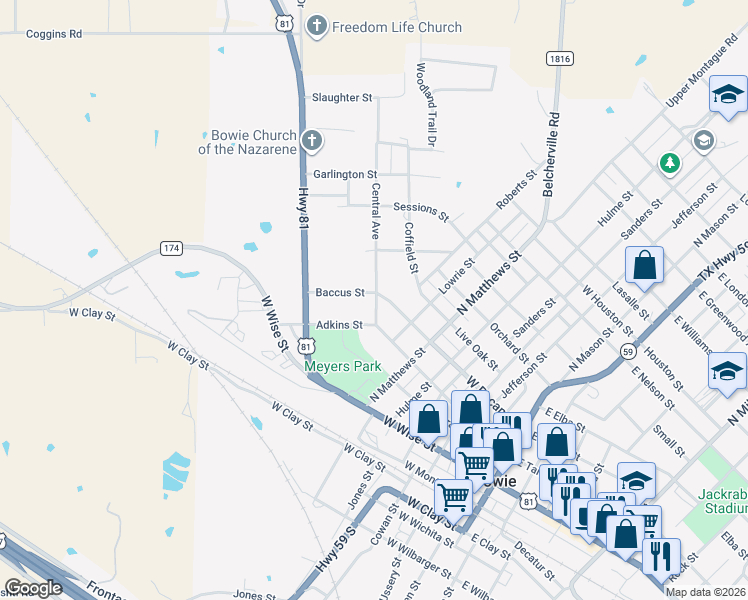 map of restaurants, bars, coffee shops, grocery stores, and more near 714 Central Avenue in Bowie